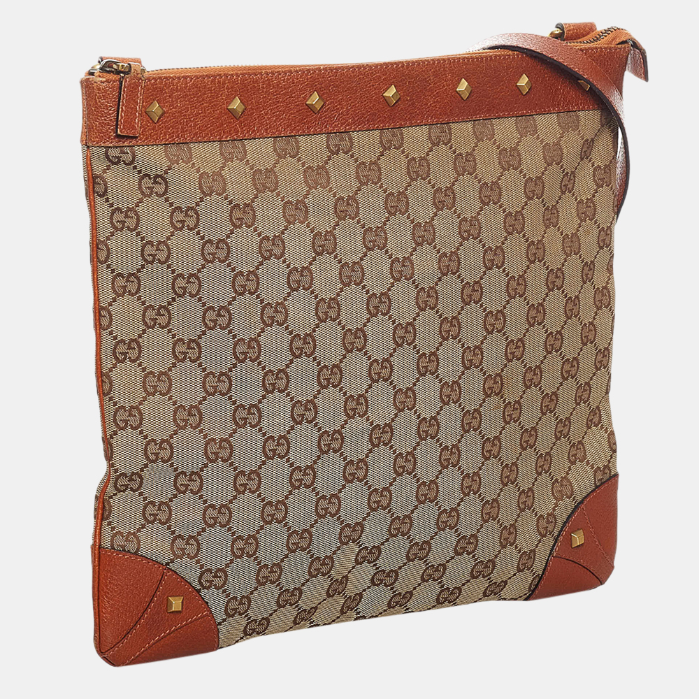 

Gucci Beige/Brown GG Canvas Nailhead Crossbody Bag