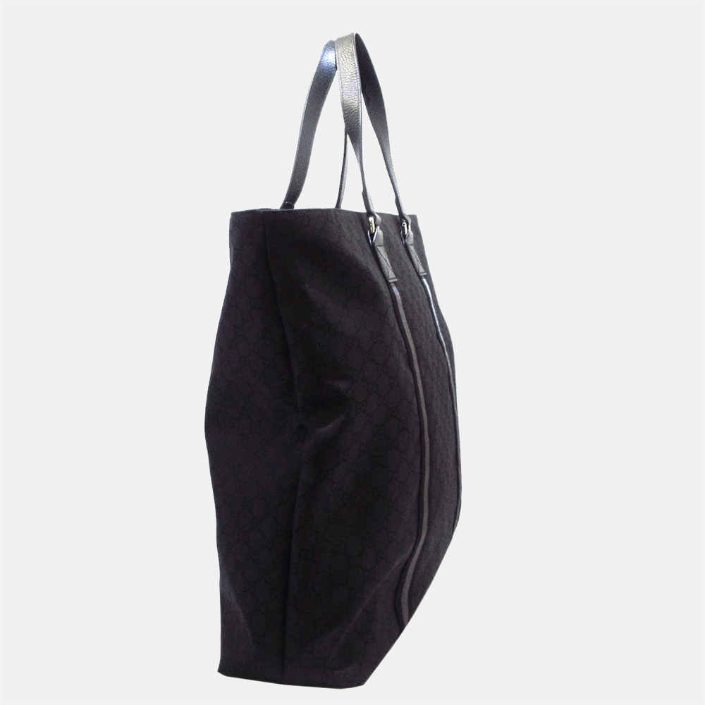 

Gucci Black GG Canvas Web Tote Bag