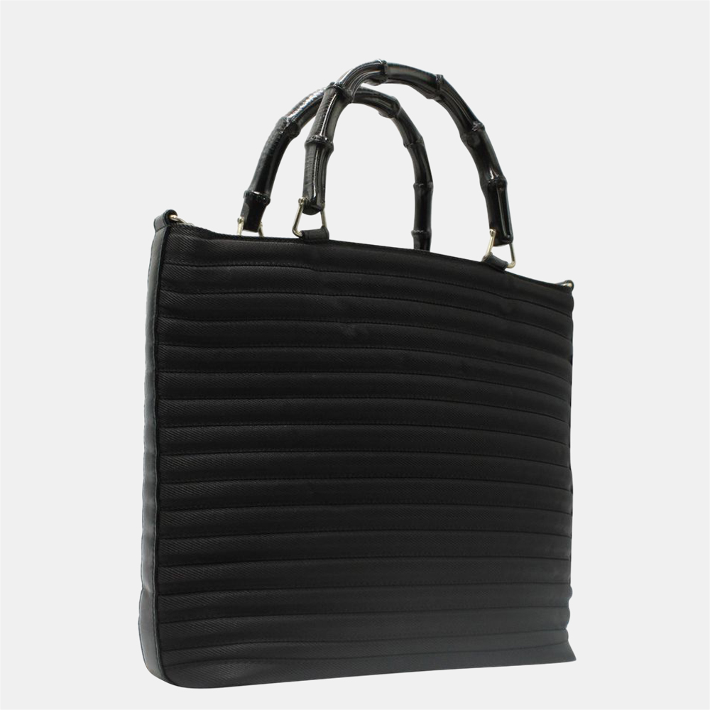 

Gucci Black Fabric Bamboo Top Handle Bag