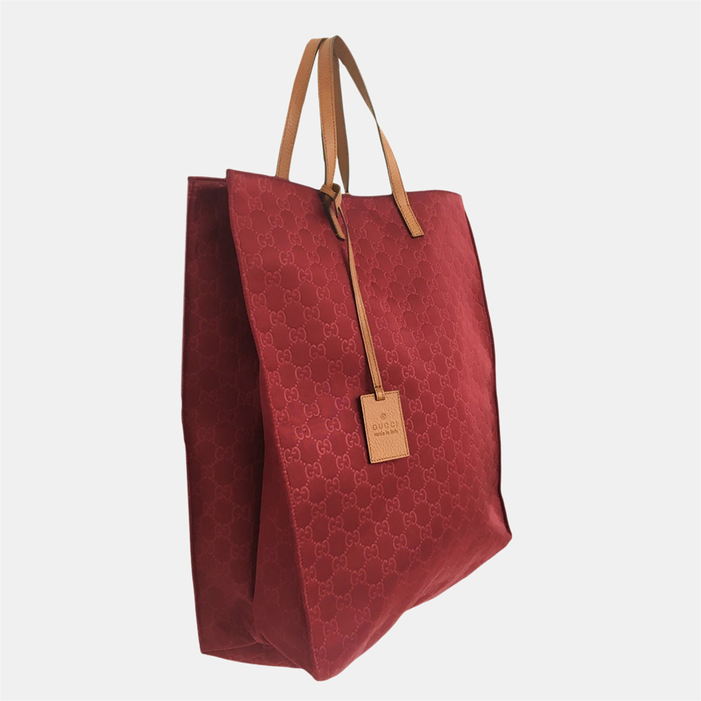 

Gucci Red GG Nylon Tote Bag
