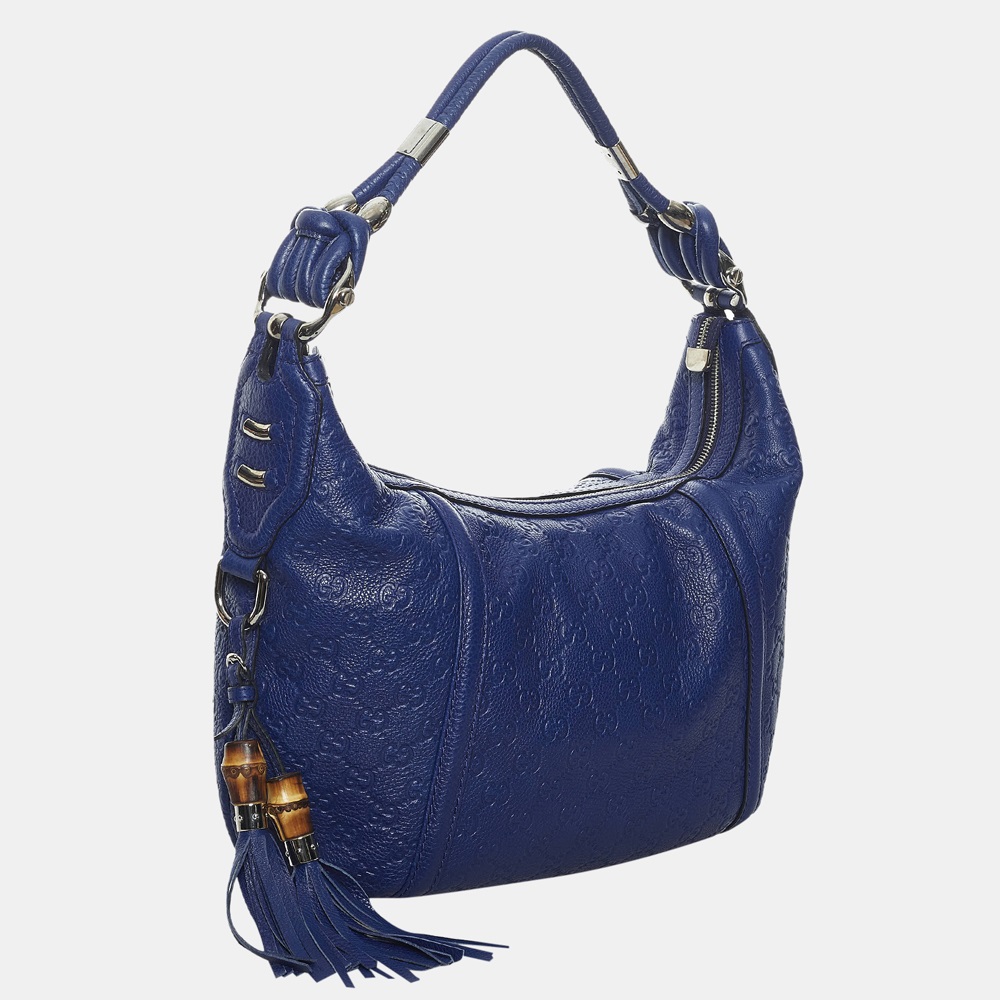 

Gucci Blue Guccissima Techno Horsebit Hobo Bag