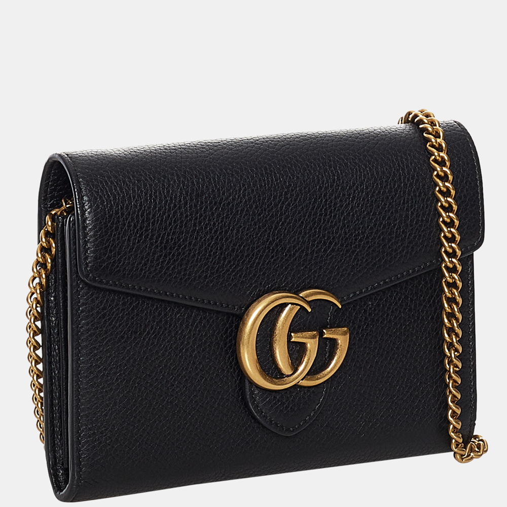 

Gucci Black GG Marmont Leather Wallet on Chain