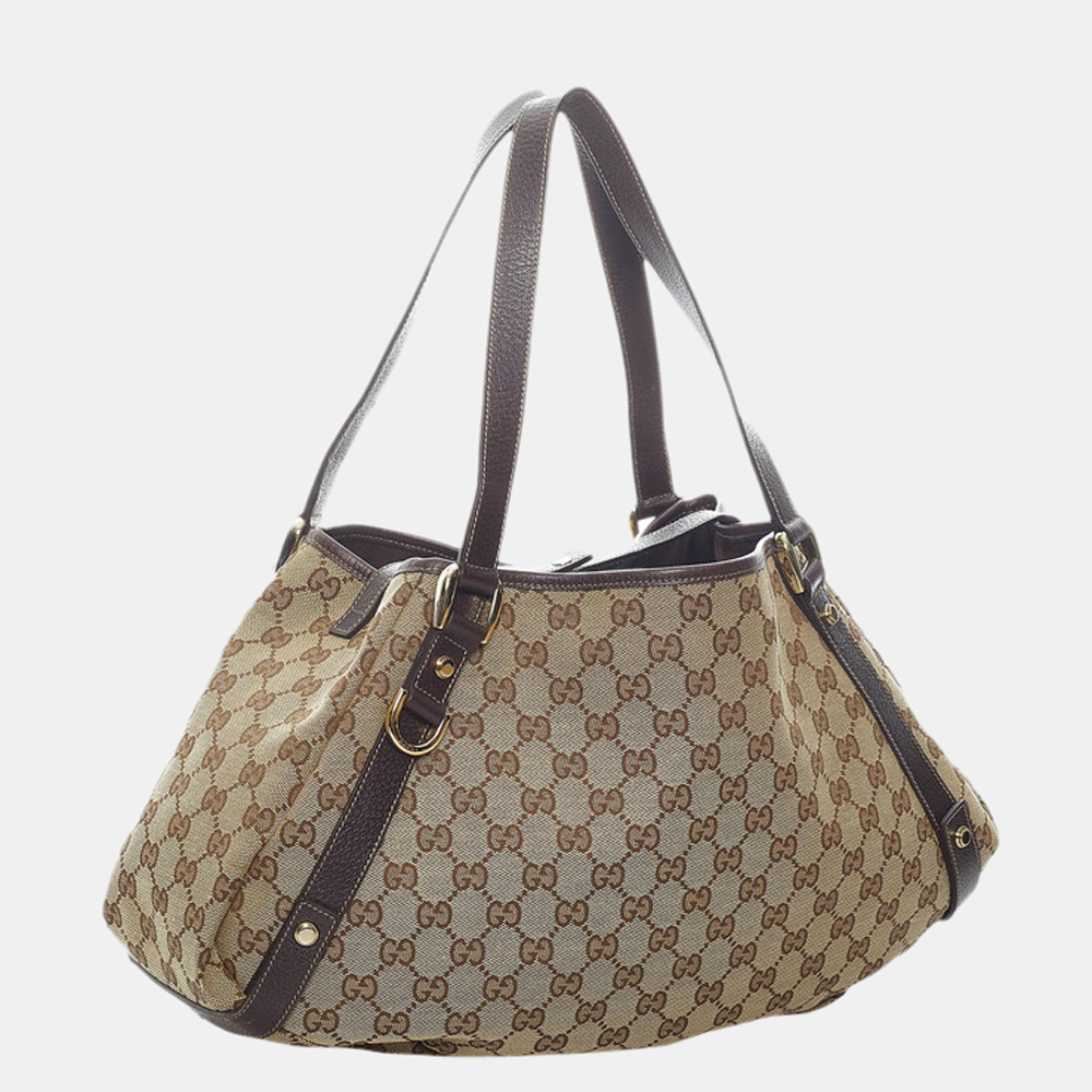 

Gucci Brown GG Canvas Leather Abbey Shoulder Bag