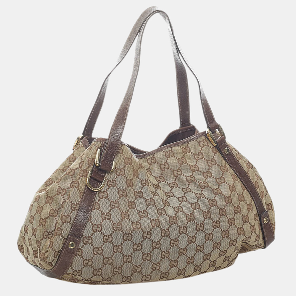 

Gucci Brown GG Canvas Leather Abbey Shoulder Bag