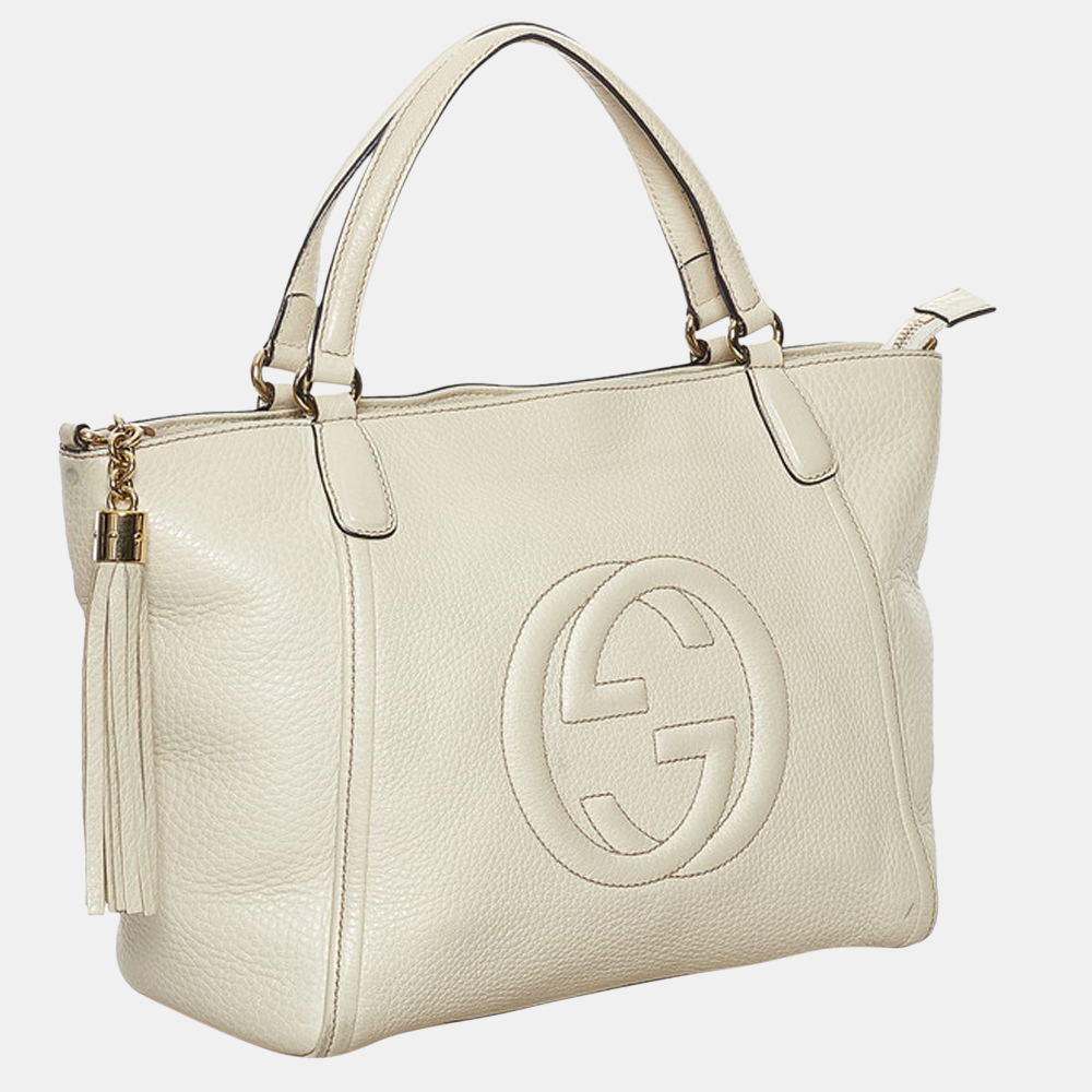 

Gucci White Leather  Soho Tote Bag