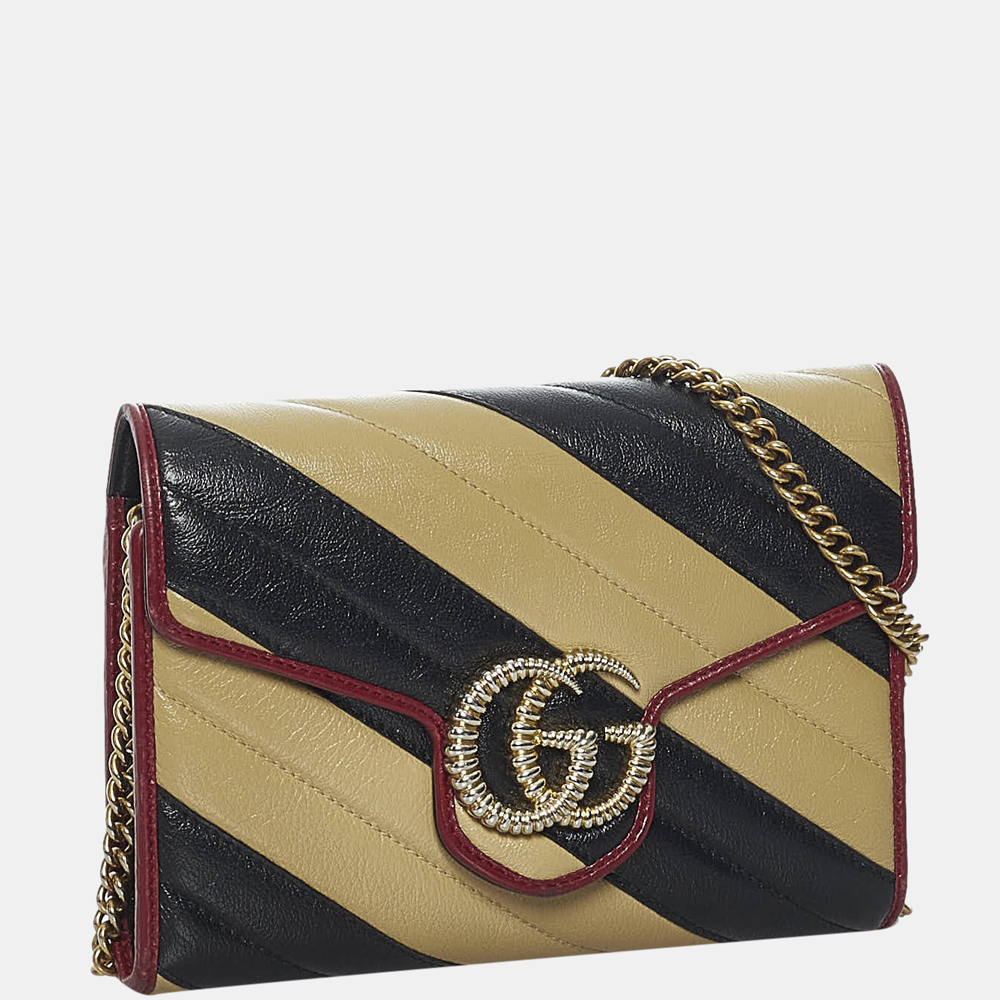 

Gucci Beige/Brown GG Marmont Leather Wallet on Chain