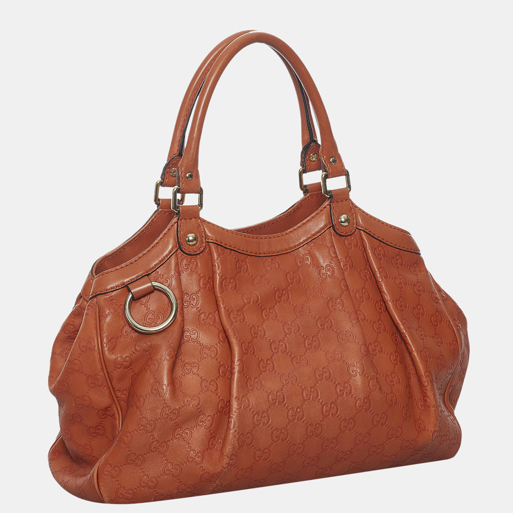 

Gucci Orange Guccissima Sukey Tote Bag