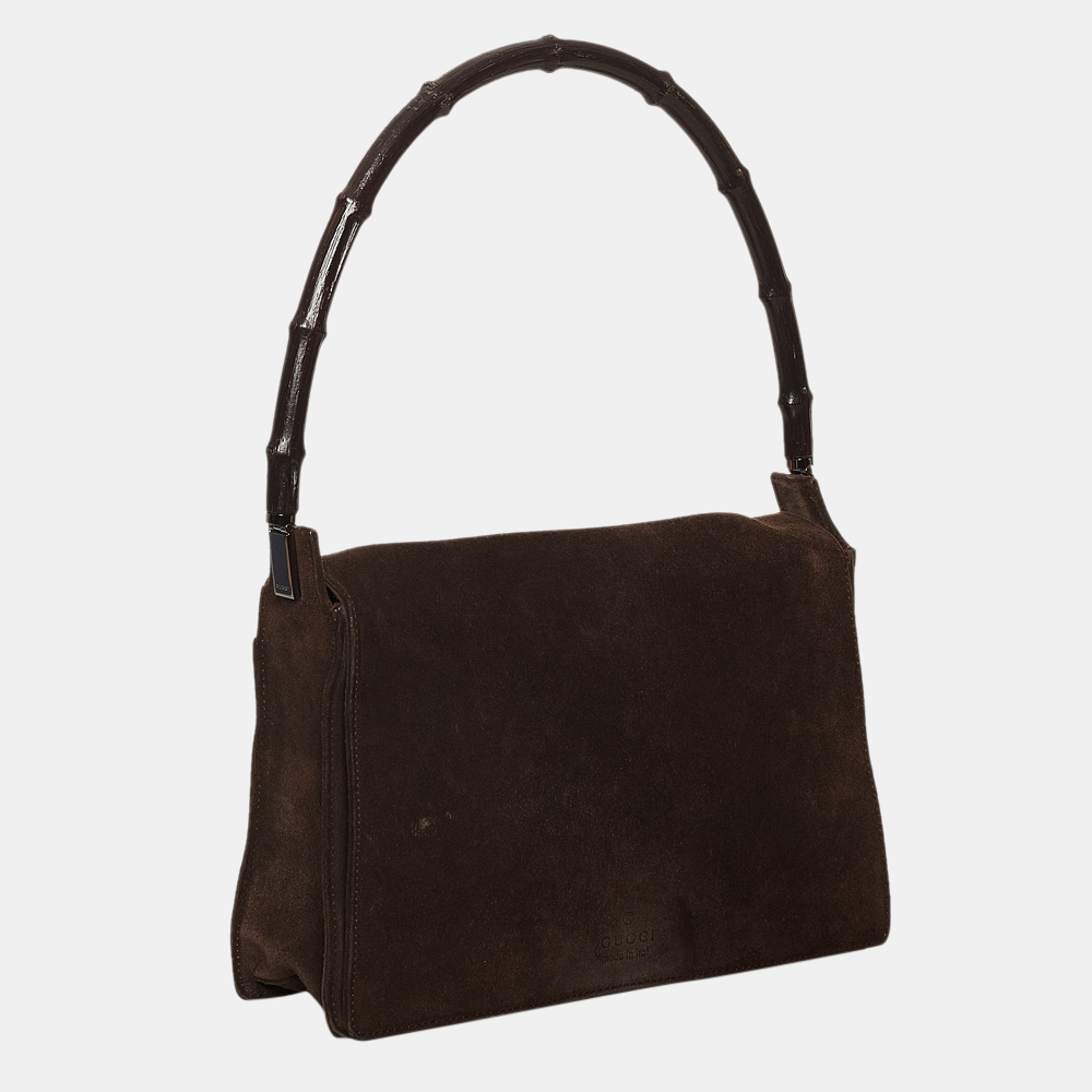 

Gucci Brown Bamboo Suede Handbag