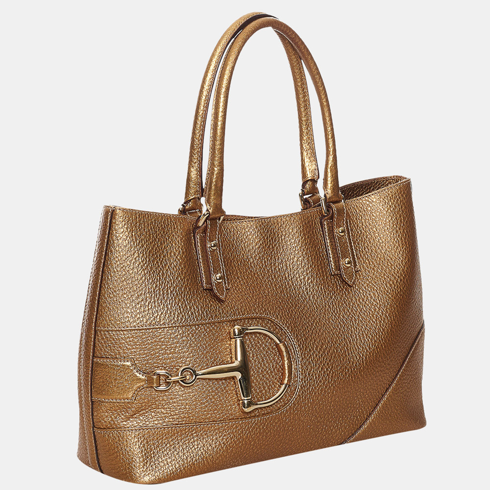 

Gucci Gold Hasler Leather Tote Bag