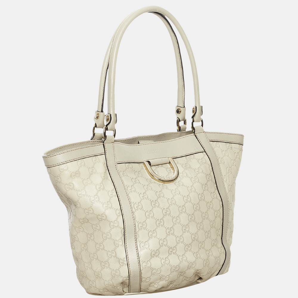 

Gucci White Guccissima Abbey D-Ring Tote Bag