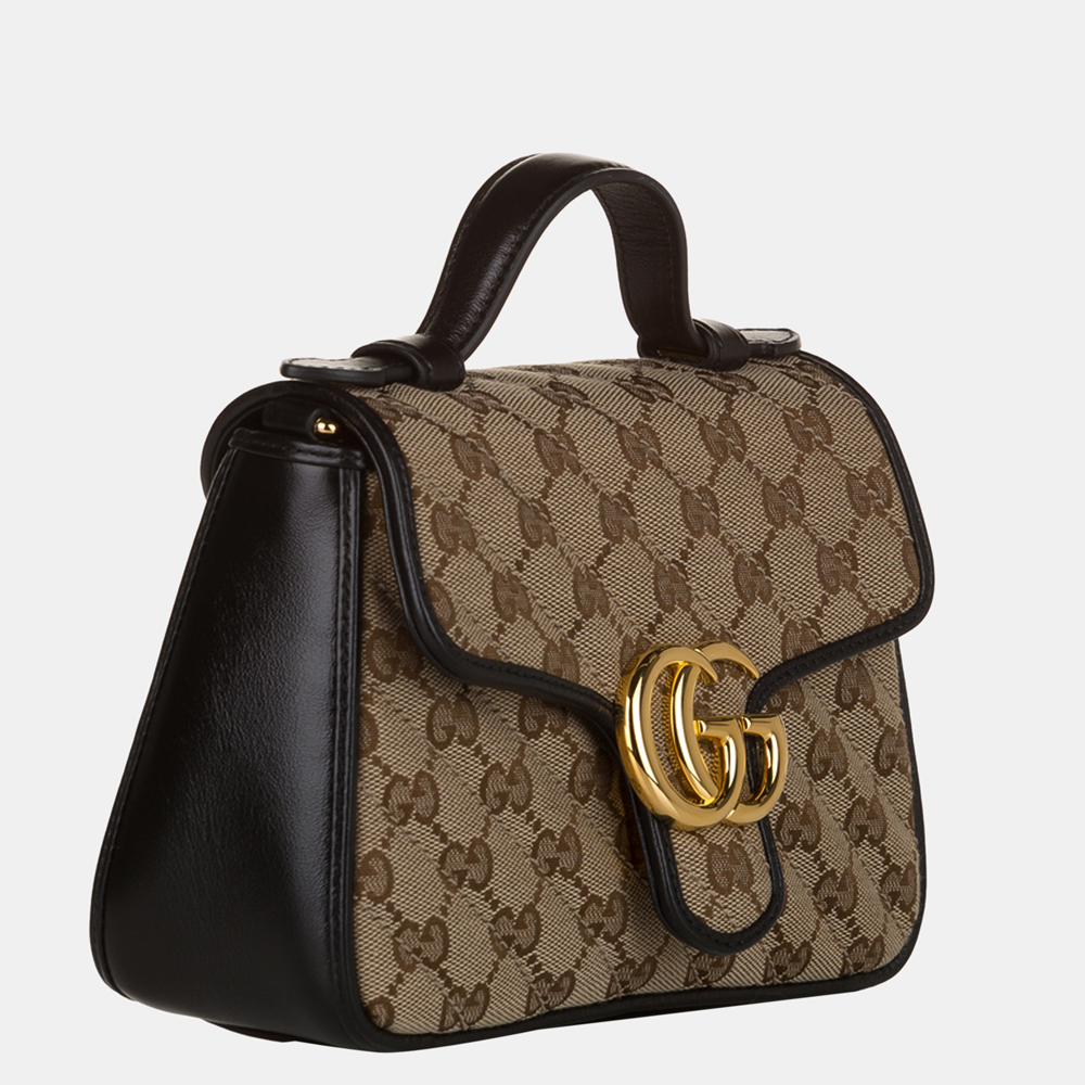 

Gucci Beige/Black/Brown GG Marmont Canvas Satchel