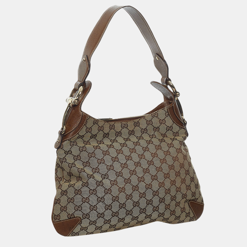 

Gucci Brown GG Canvas Horsebit Creole Hobo Bag