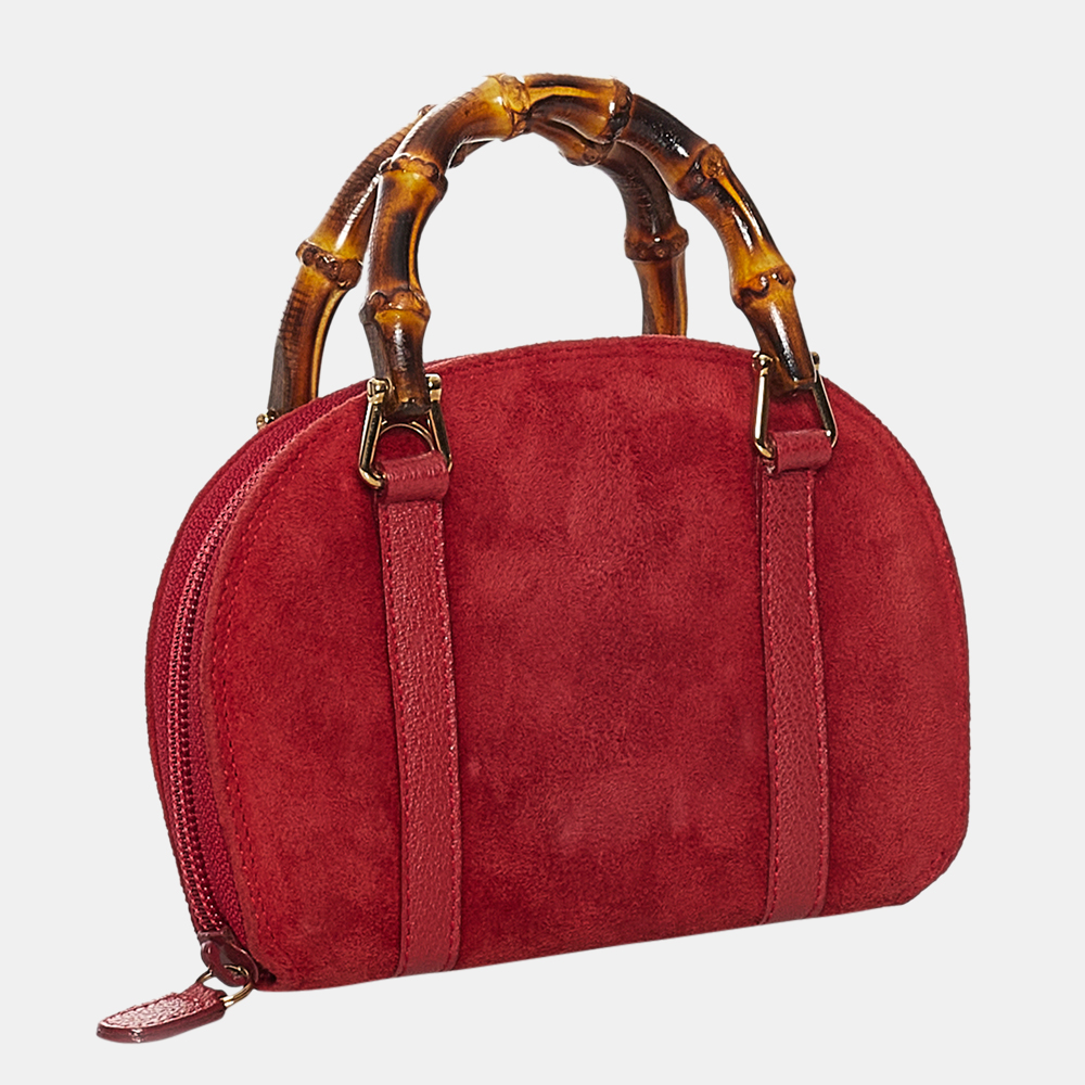 

Gucci Red Bamboo Suede Satchel