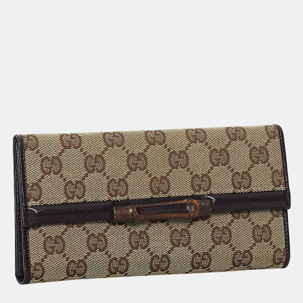 

Gucci Beige/Brown Bamboo GG Canvas Long Wallet