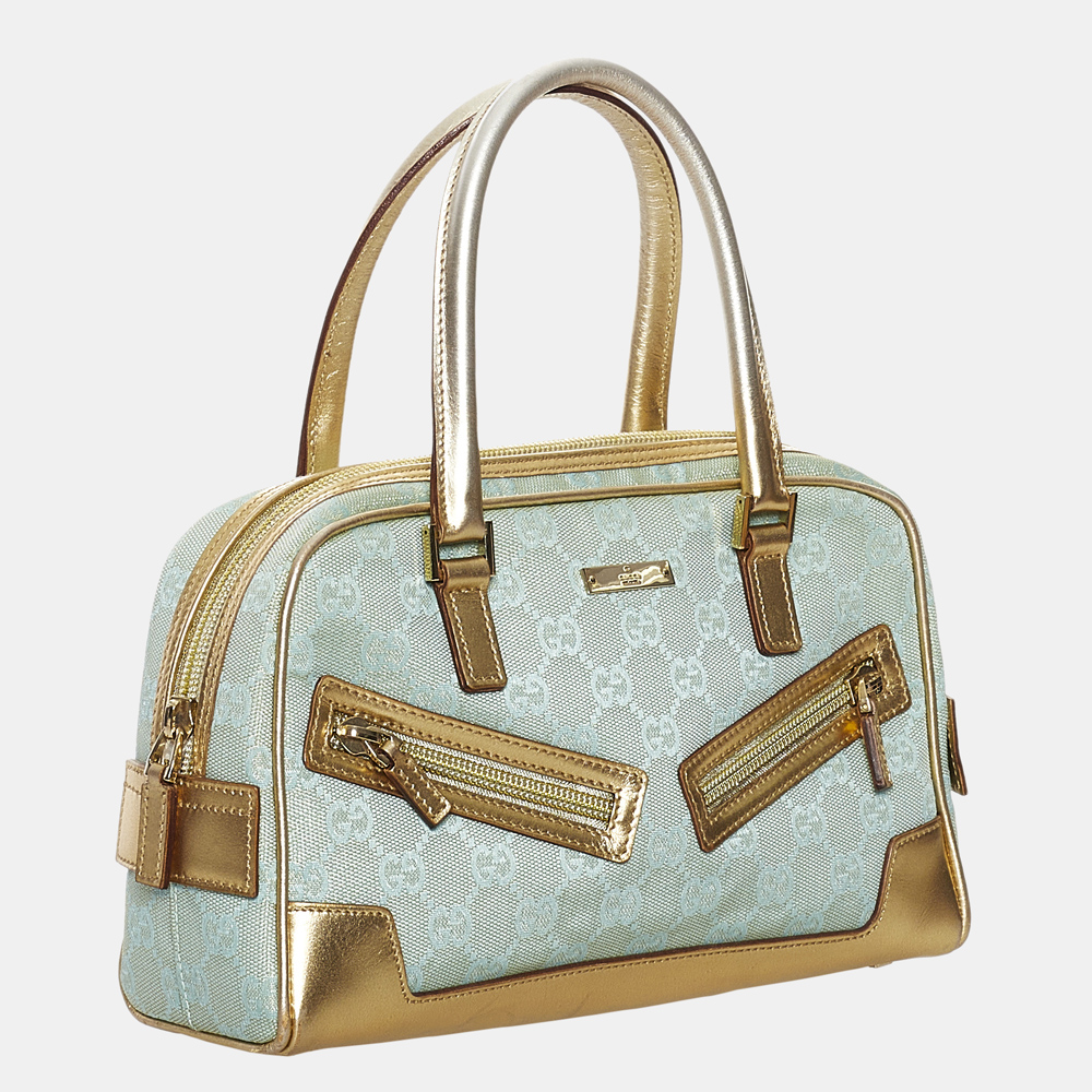 

Gucci Blue/Gold GG Canvas Handbag