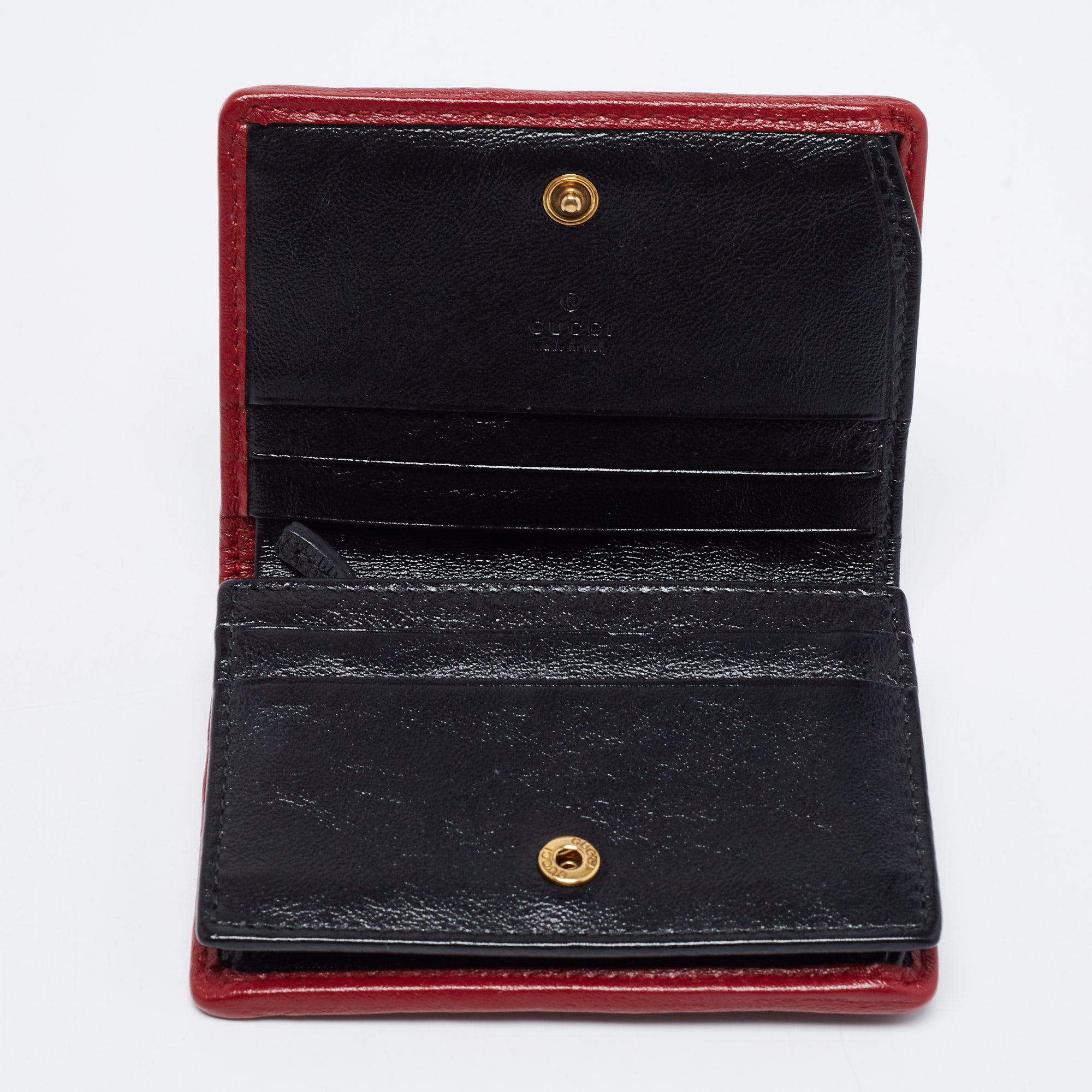 

Gucci Black Diagonal Quilt Leather Torchon GG Marmont Compact Wallet