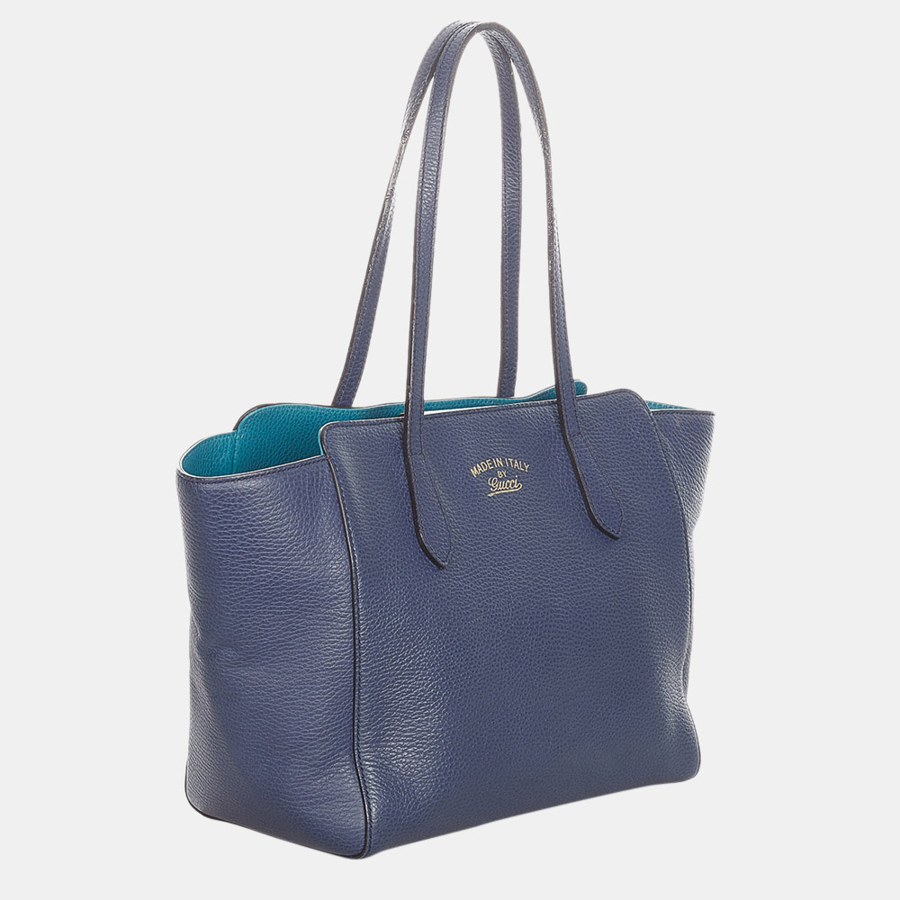 

Gucci Blue/Navy Blue Swing Leather Tote Bag