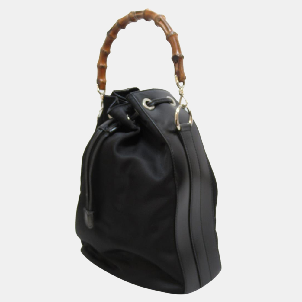 

Gucci Black Nylon Bamboo Bucket Bag