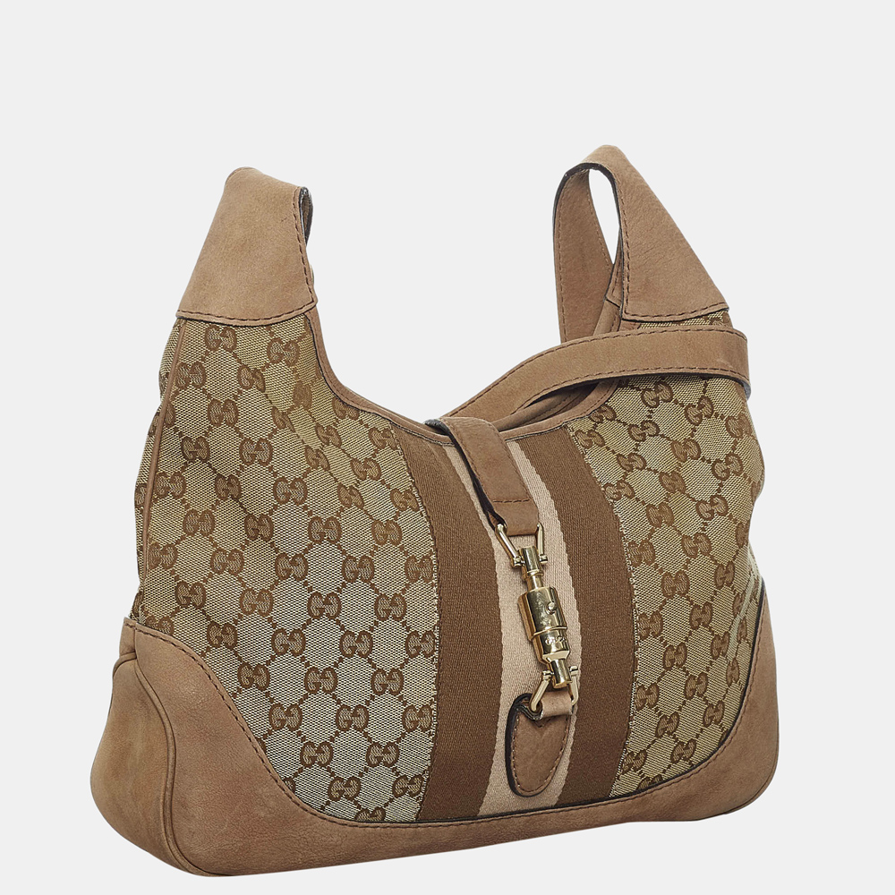 

Gucci Beige/Brown GG Canvas Web Jackie Crossbody Bag