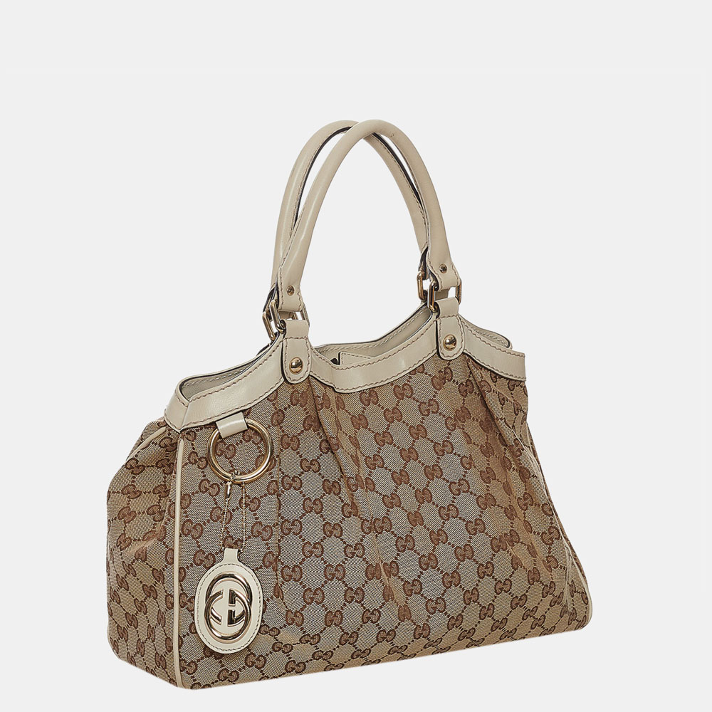 

Gucci Beige/Brown/White GG Canvas Sukey Tote Bag