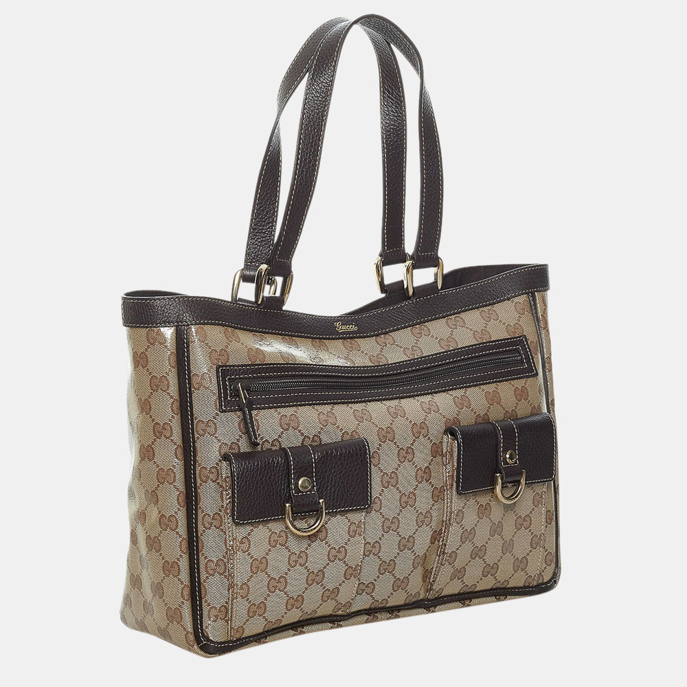 

Gucci Beige/Brown GG Crystal Abbey D Ring Tote Bag