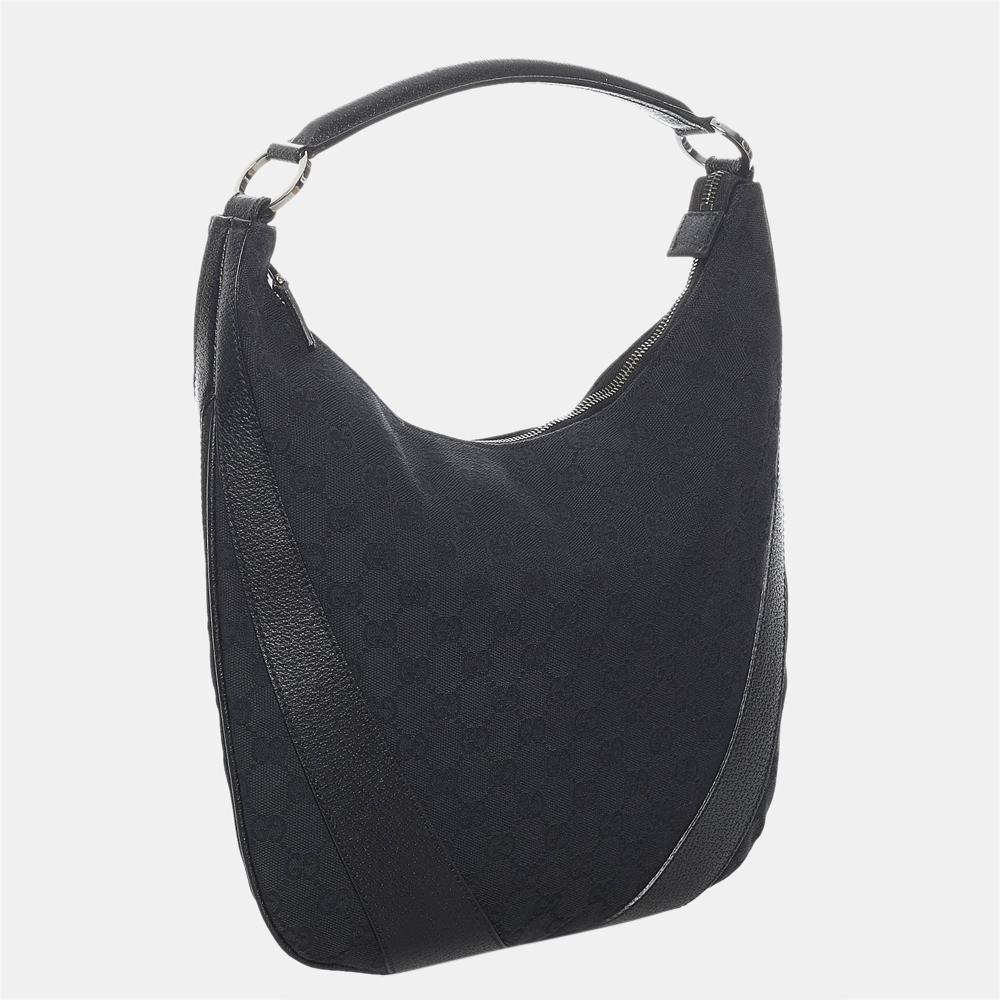 

Gucci Black GG Canvas Hobo Bag