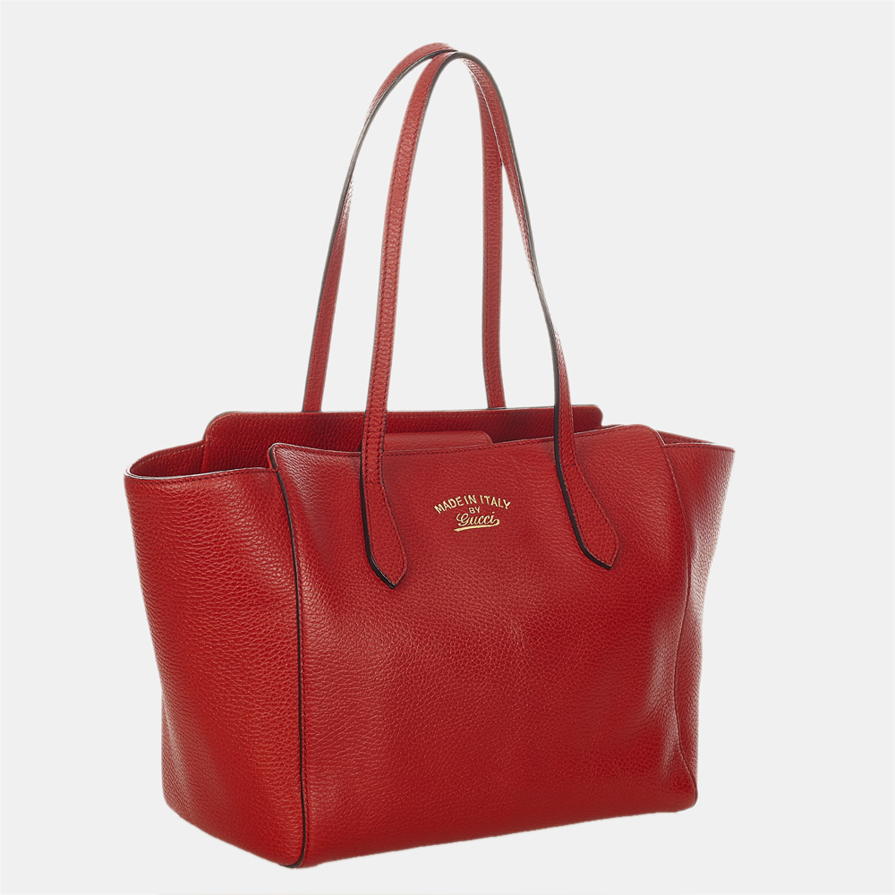 

Gucci Red Swing Leather Tote Bag