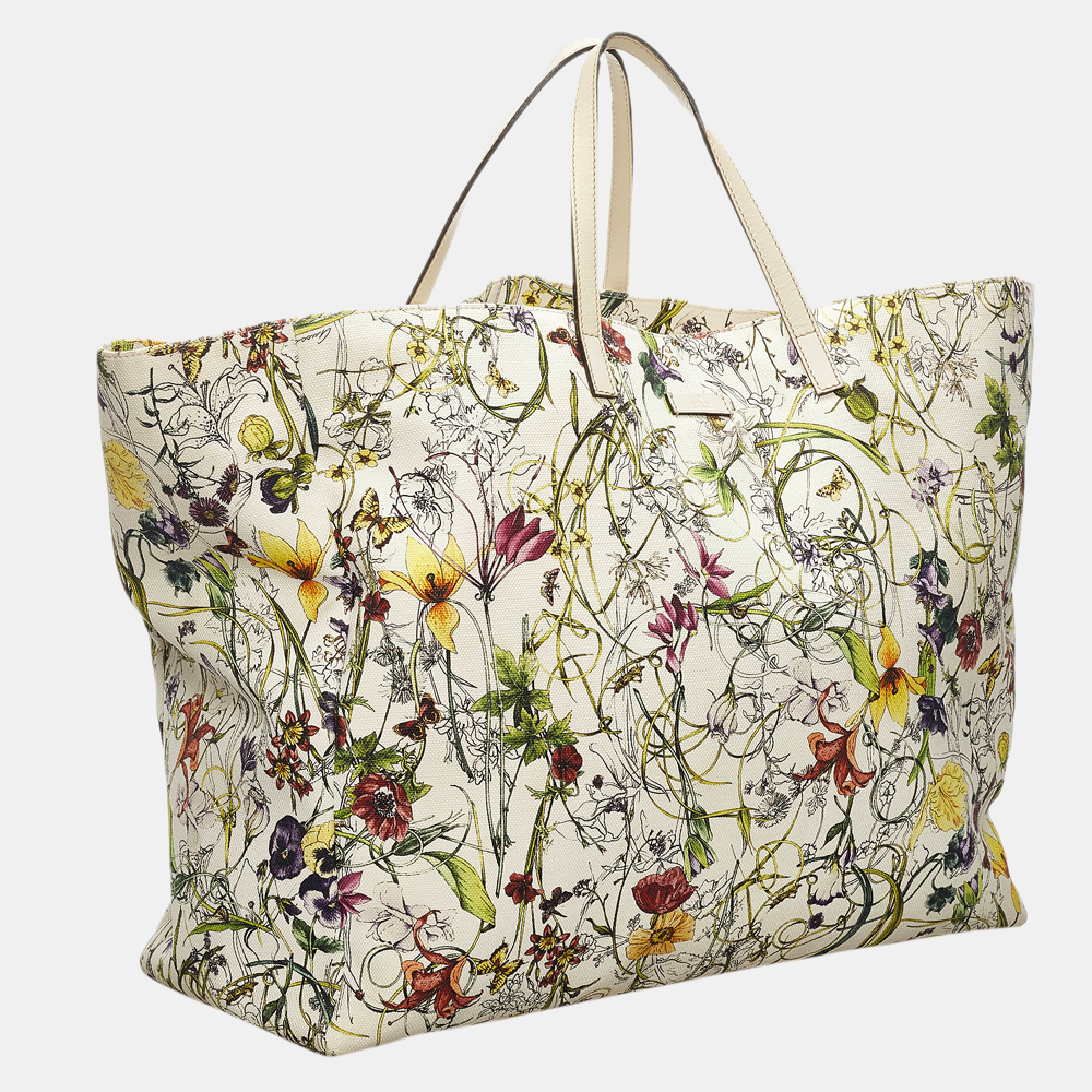 

Gucci Multi Color/White Flora Canvas Tote Bag, Multicolor