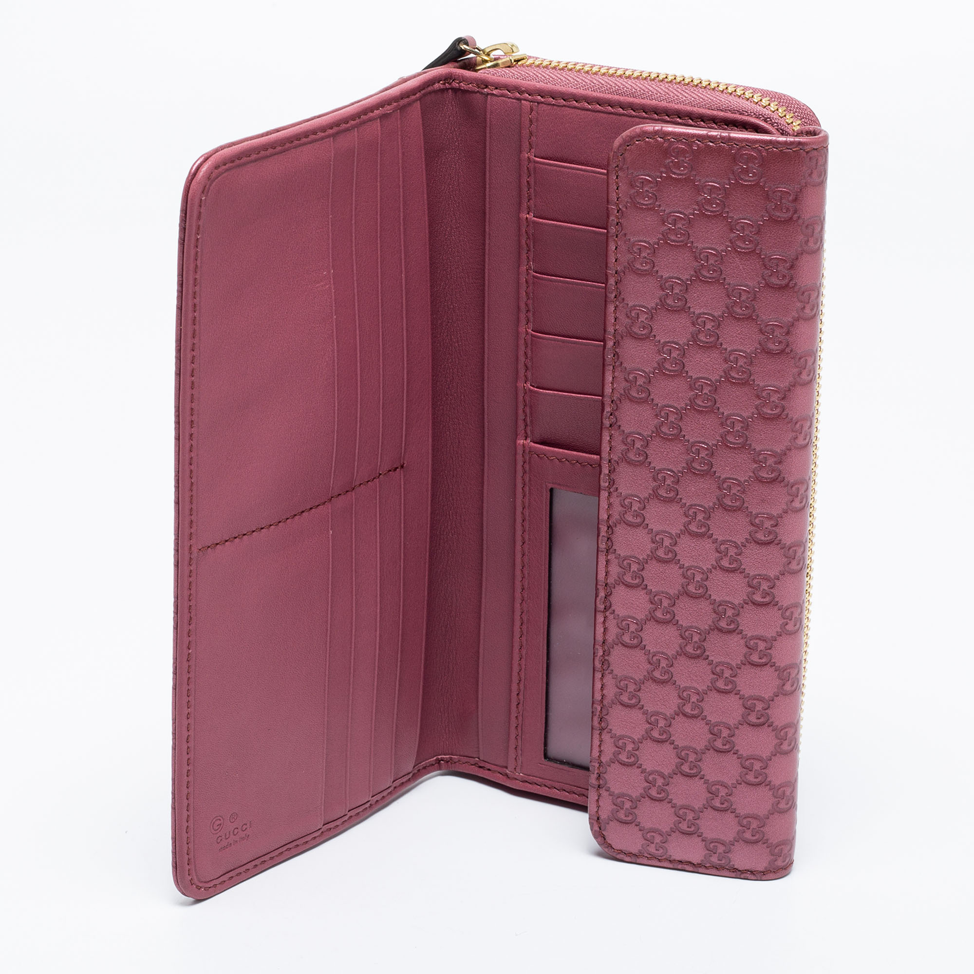 

Gucci Metallic Pink Microguccissima Leather Continental Wallet