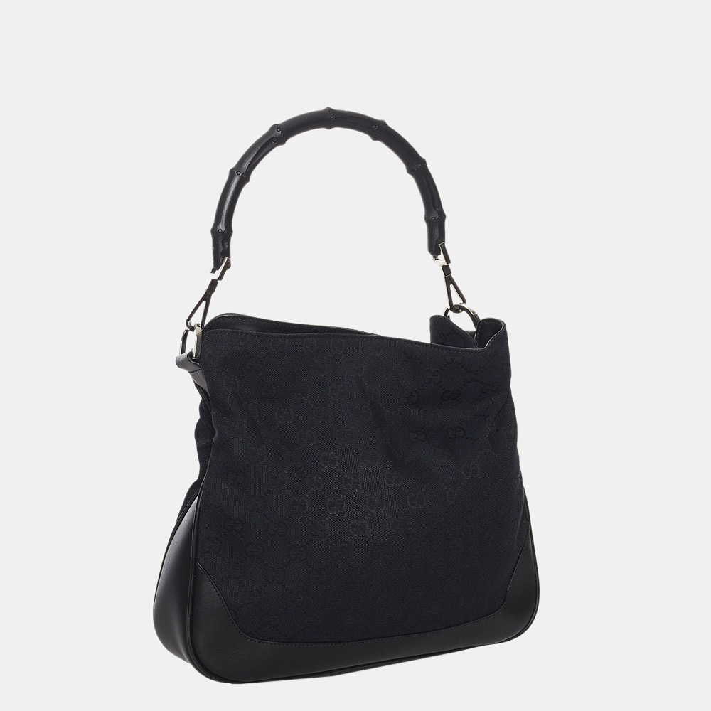 

Gucci Black Bamboo GG Canvas Satchel