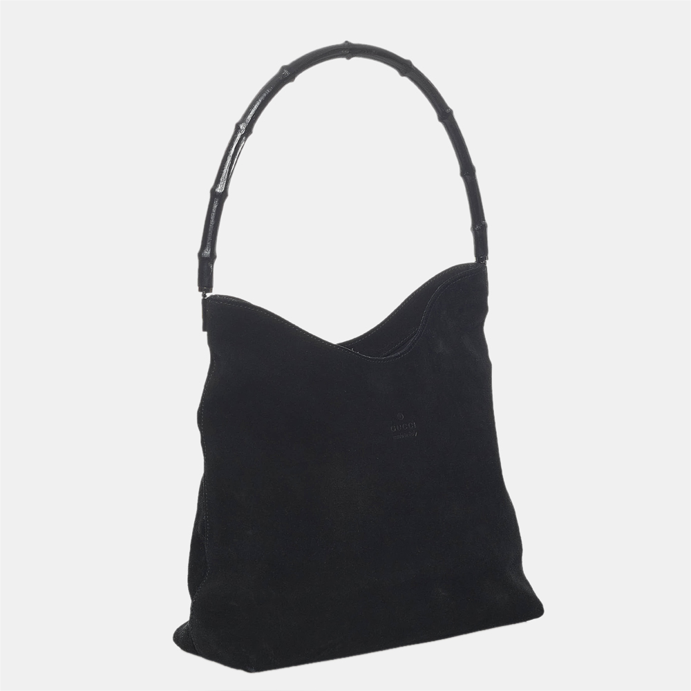 

Gucci Black Bamboo Suede Shoulder Bag