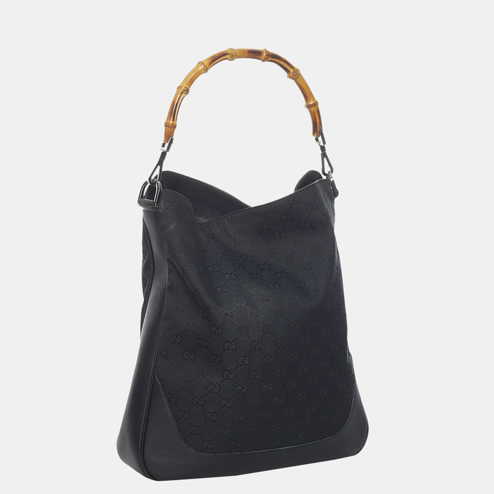 

Gucci Black Bamboo GG Canvas Shoulder Bag