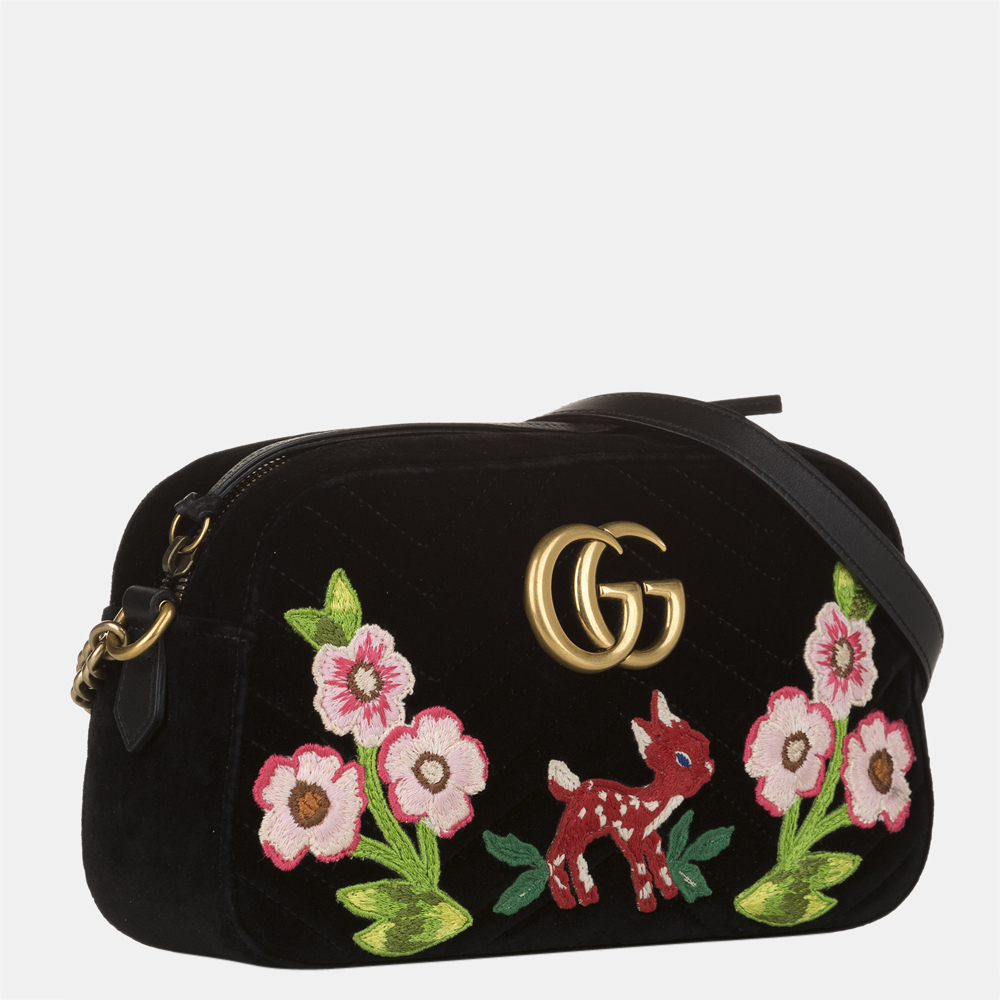 

Gucci Black/Multi Color GG Marmont Velvet Crossbody Bag
