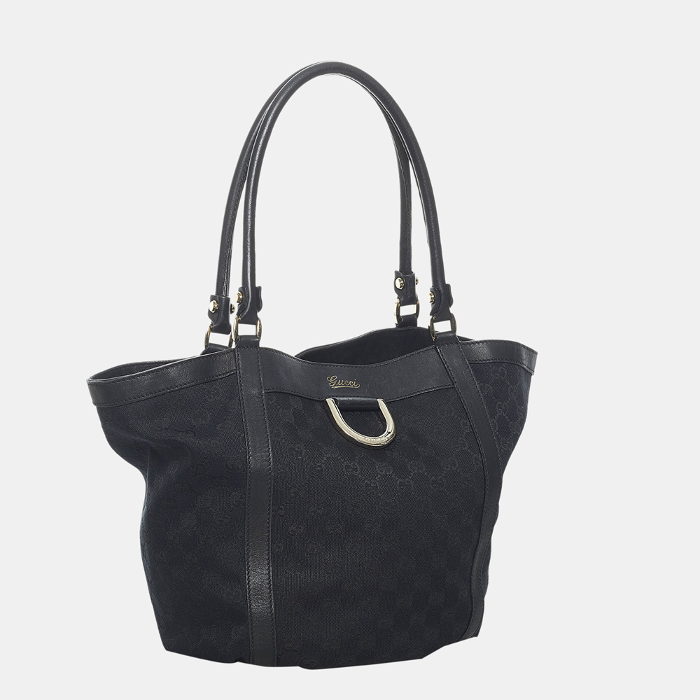 

Gucci Black GG Abbey D-Ring Canvas Tote Bag