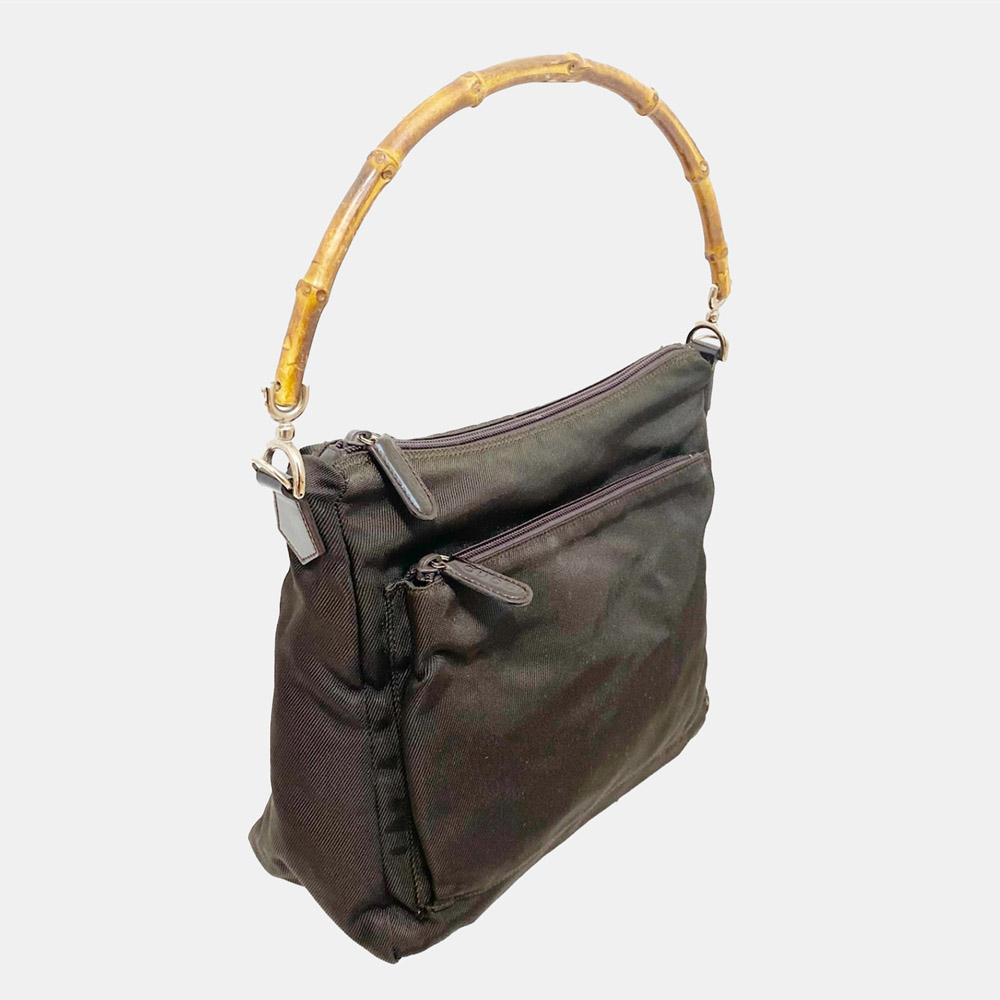 

Gucci Brown Bamboo Nylon Satchel