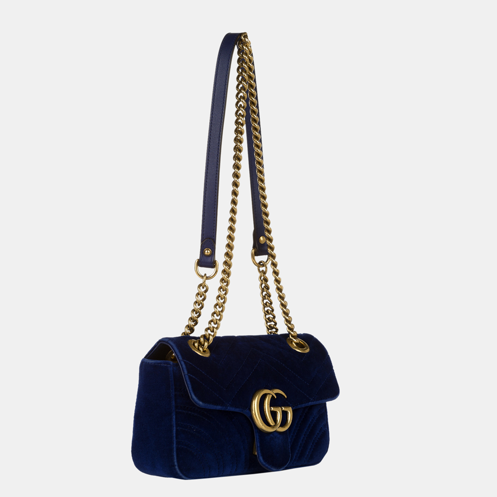 

Gucci Blue GG Marmont Matelasse Velvet Crossbody Bag