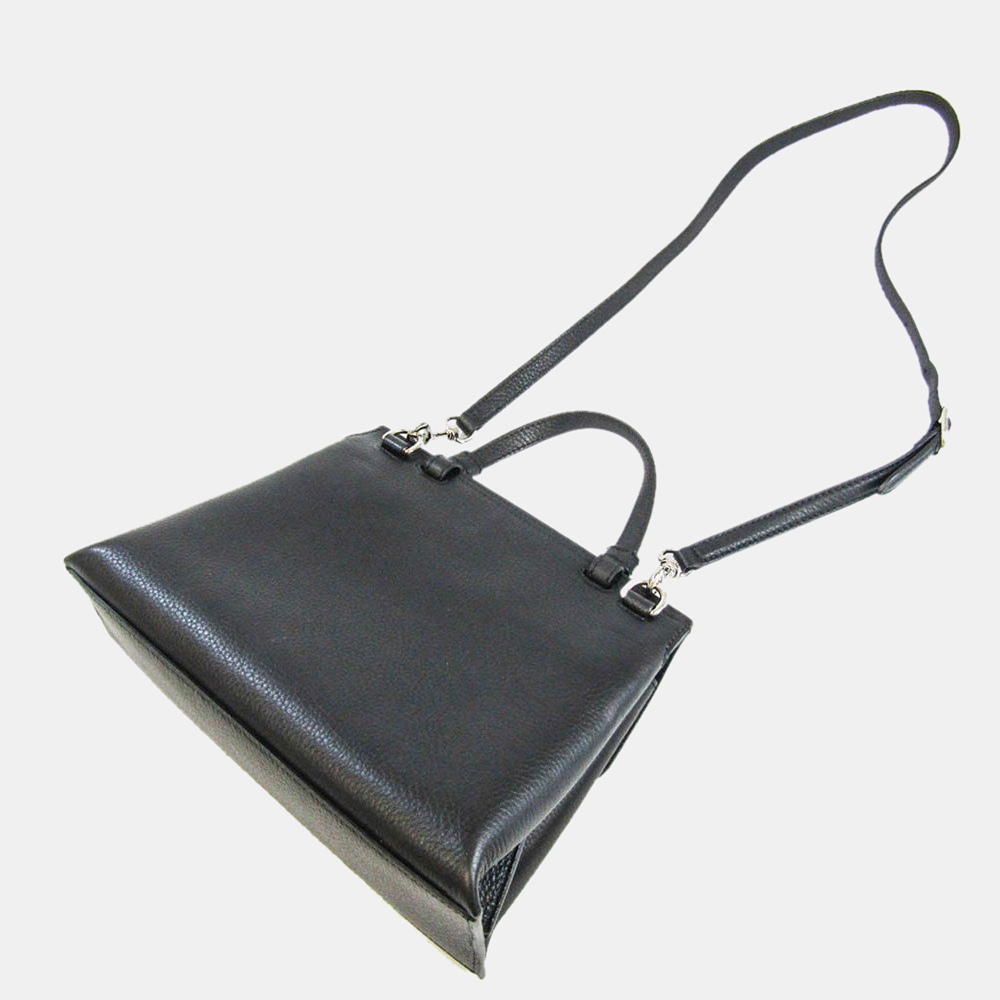 

Gucci Black Calf Leather Bamboo Top Handle Bag