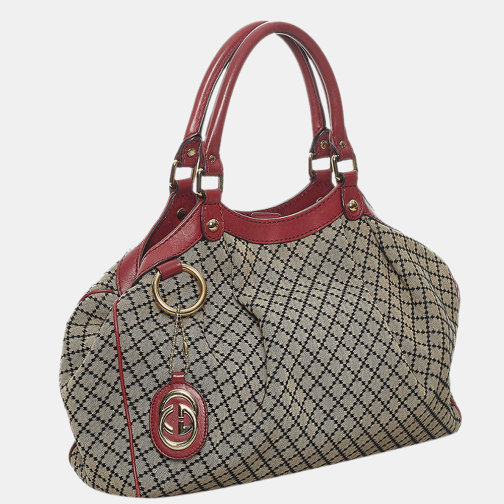 

Gucci Brown Canvas Diamante Sukey Top Handle Bag