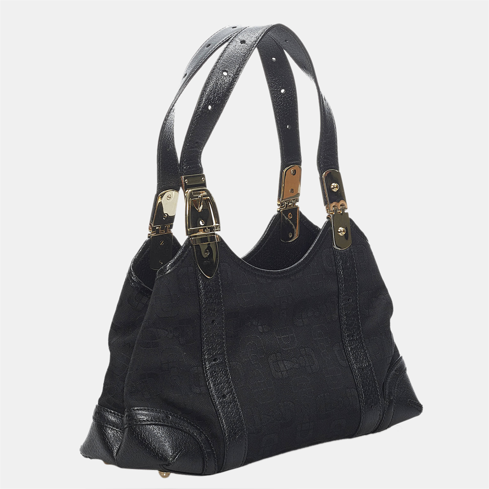

Gucci Black Horsebit Canvas Shoulder Bag