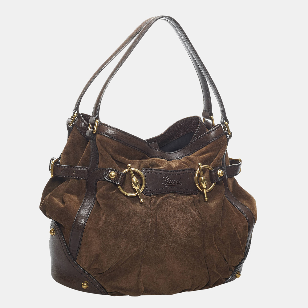 

Gucci Brown Jockey Suede Shoulder Bag