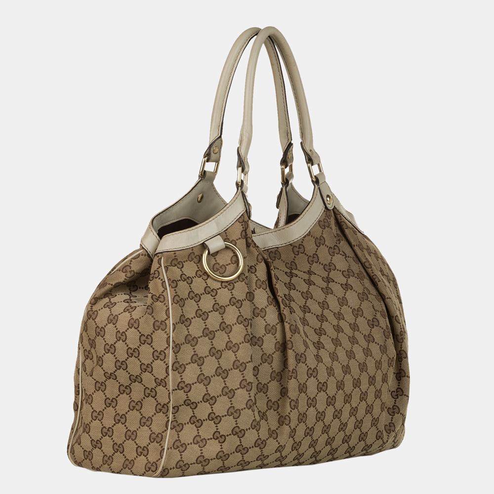 

Gucci Beige/Brown/White GG Canvas Sukey Tote Bag
