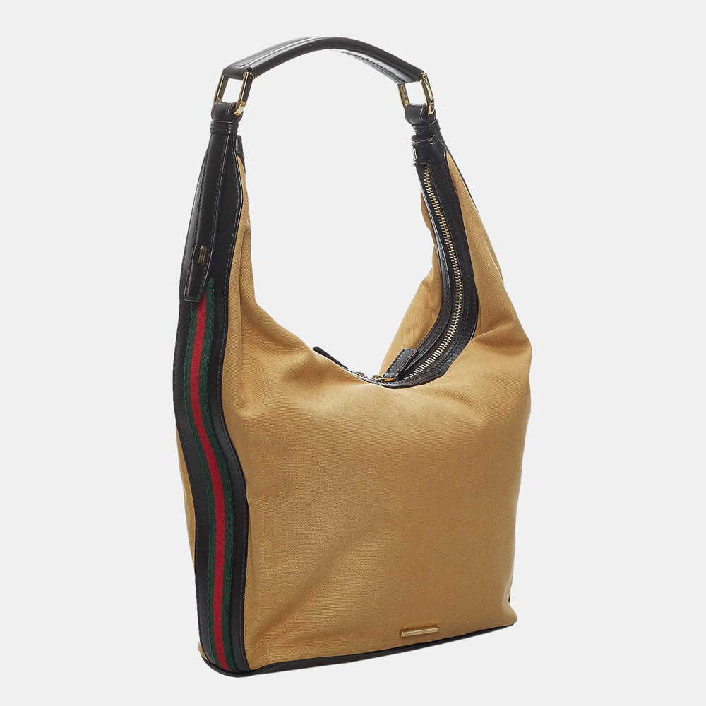 

Gucci Brown Web Canvas Shoulder Bag