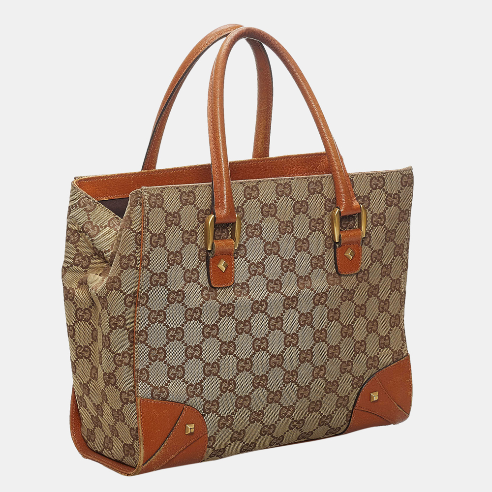 

Gucci Brown GG Canvas Nailhead Handbag
