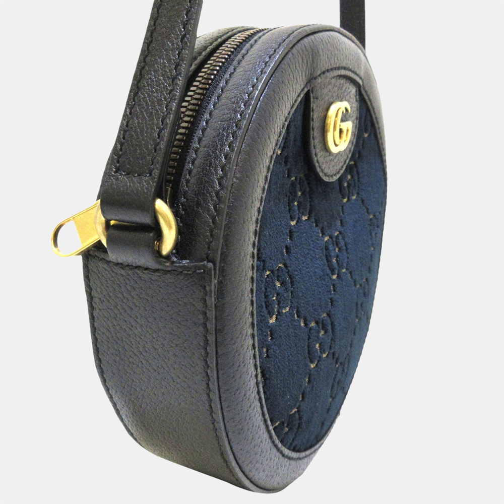 

Gucci Black/Blue GG Marmont Round Velvet Crossbody Bag