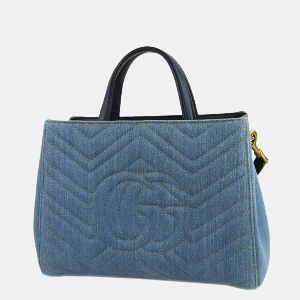 

Gucci Blue GG Marmont Matelasse Satchel