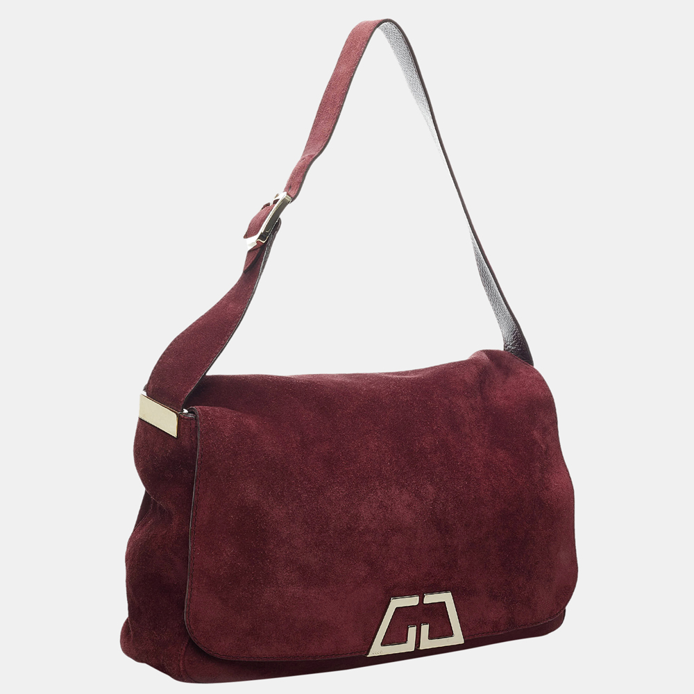 

Gucci Red G Square Suede Shoulder Bag