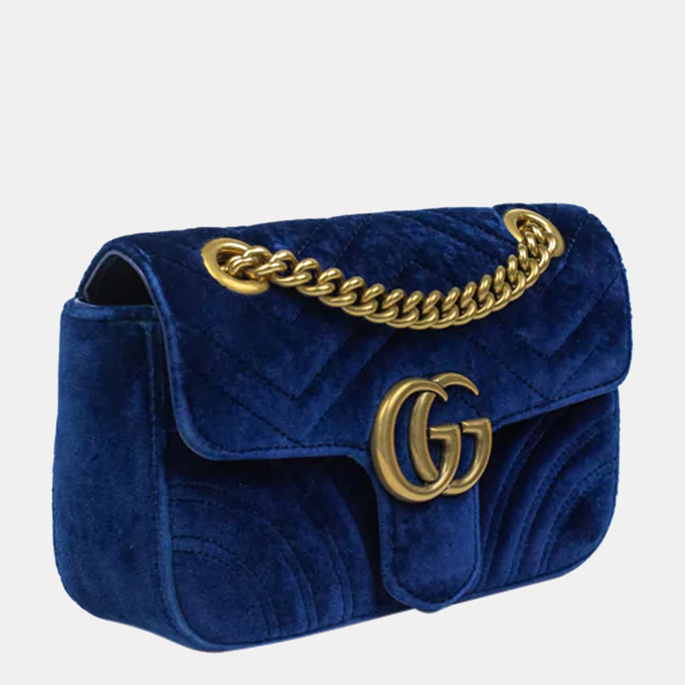 

Gucci Blue Velvet GG Marmont  Bag