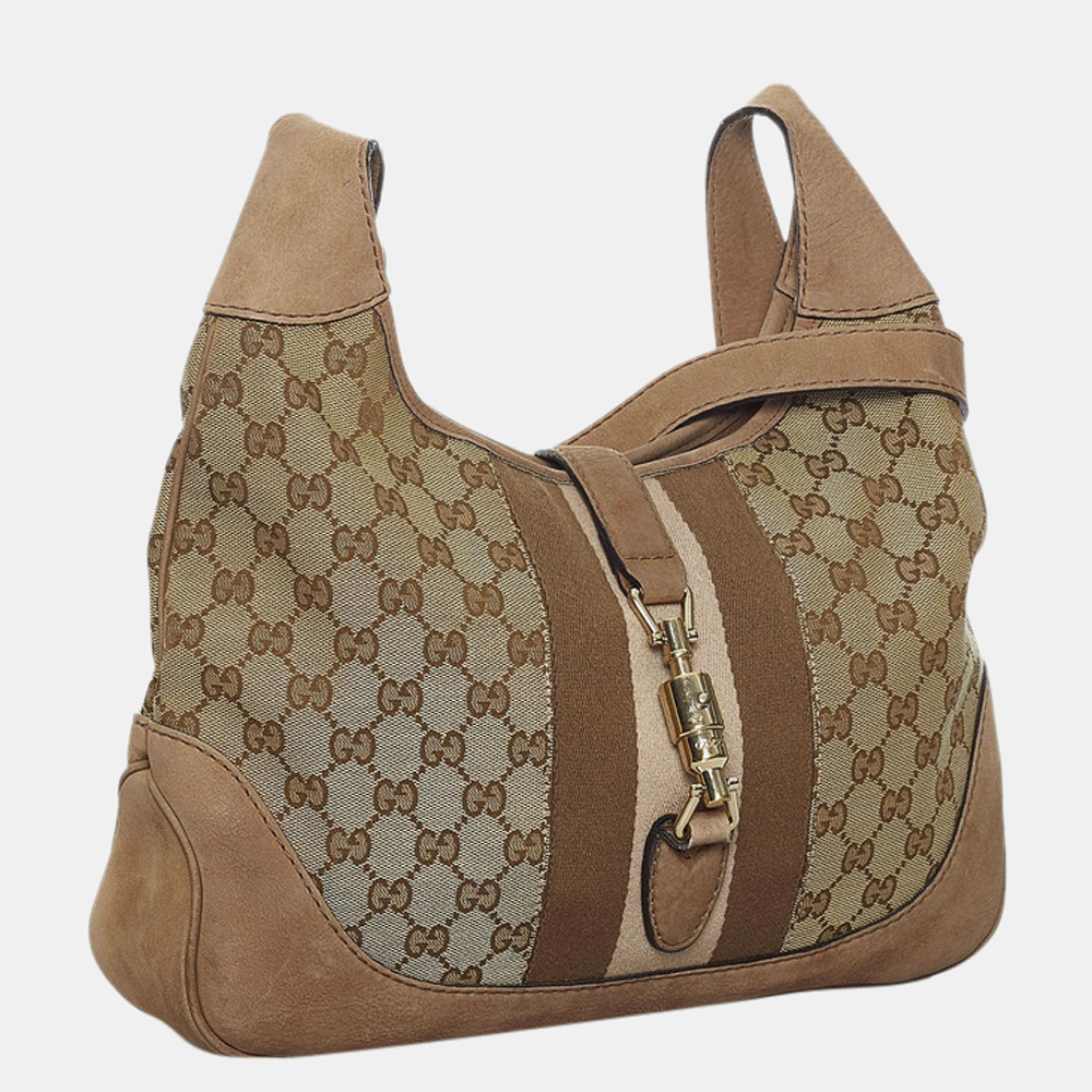 

Gucci Beige GG Suede New Jackie Hobo Bag