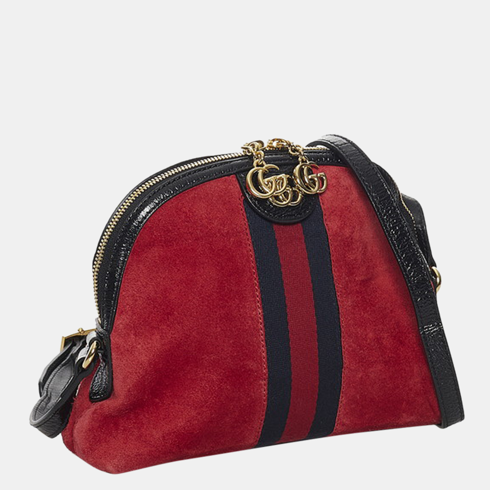 

Gucci Red Suede Leather Small Ophidia Dome Shoulder Bag