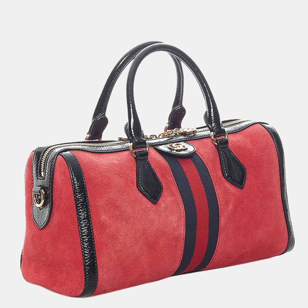 

Gucci Red Suede Leather Ophidia Duffle Bag